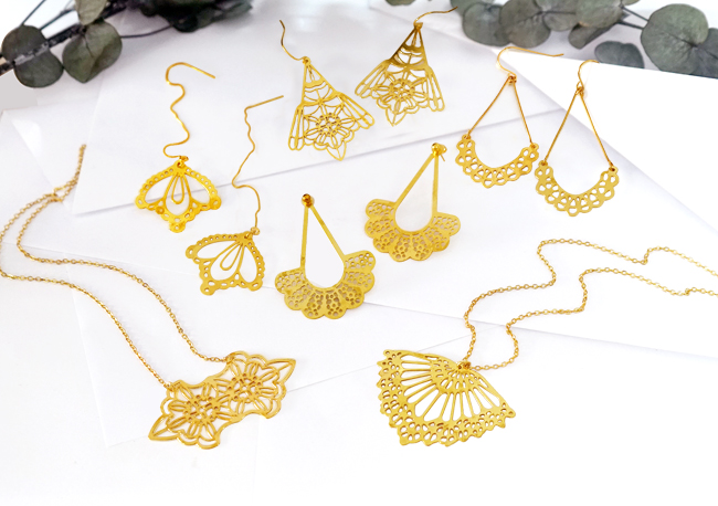 Lace Brass Charms for Earrings, Necklace